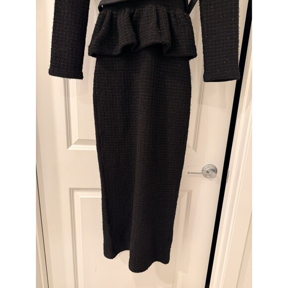 NWOT Self-Portrait BLACK FLORAL TEXTURED KNIT MIDI DRESS, special occasion dress - Picture 14 of 16